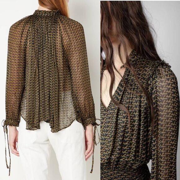 Zadig&Voltaire Tan Patterned Shirt M - Picture 2 of 12